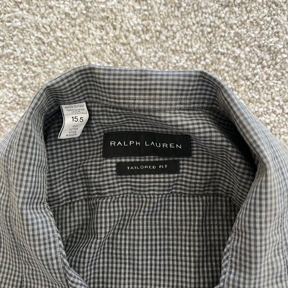 Ralph Lauren Black Label Tailored Fit Checkered Button Down Made in Italy M - Picture 2 of 6
